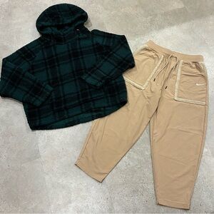 Womens NIKE/VICTORIA’S SECRET PINK Sherpa Trimmed Jogger Pants & Hoodie, sz L